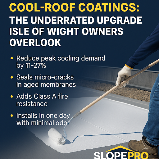cool-roof coatings: The underrated upgrade Isle of Wight Owners overlook - Reduce peak cooling demand by 11-27% - Seals micro-cracks in aged membranes - Adds Class A fire resistance - Installs in one day with minimal odor
